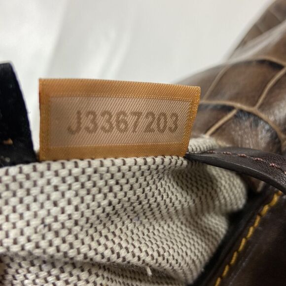 Dooney & Bourke Brown Florentine Croc Embossed Leather Logo Lock Shoulder Bag - Picture 13 of 14